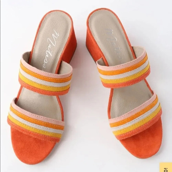 MATISSE Bonita Fire Orange Suede Leather Mules - Picture 2 of 5